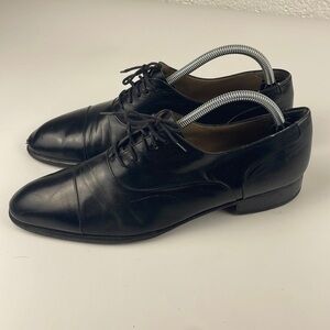 Bally | 100% Leather Black Lace Up Cap Toe Derby Oxford Dress Shoes Size 8